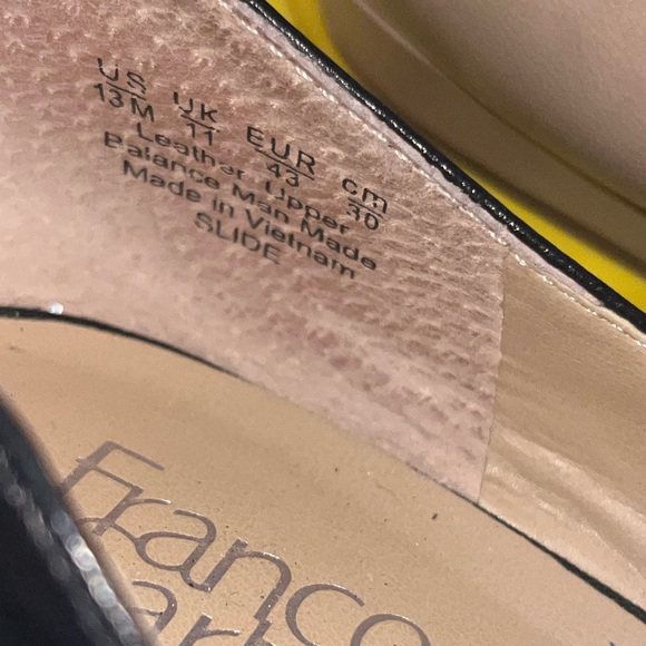 Franco Sarto Black and Cream leather slide flats size 13 women’s EUC - Picture 3 of 6
